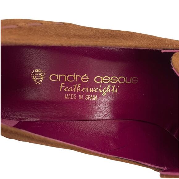Andre Assous Featherweight Brown Suede Square Toed Shoes Size 7 - Picture 8 of 9